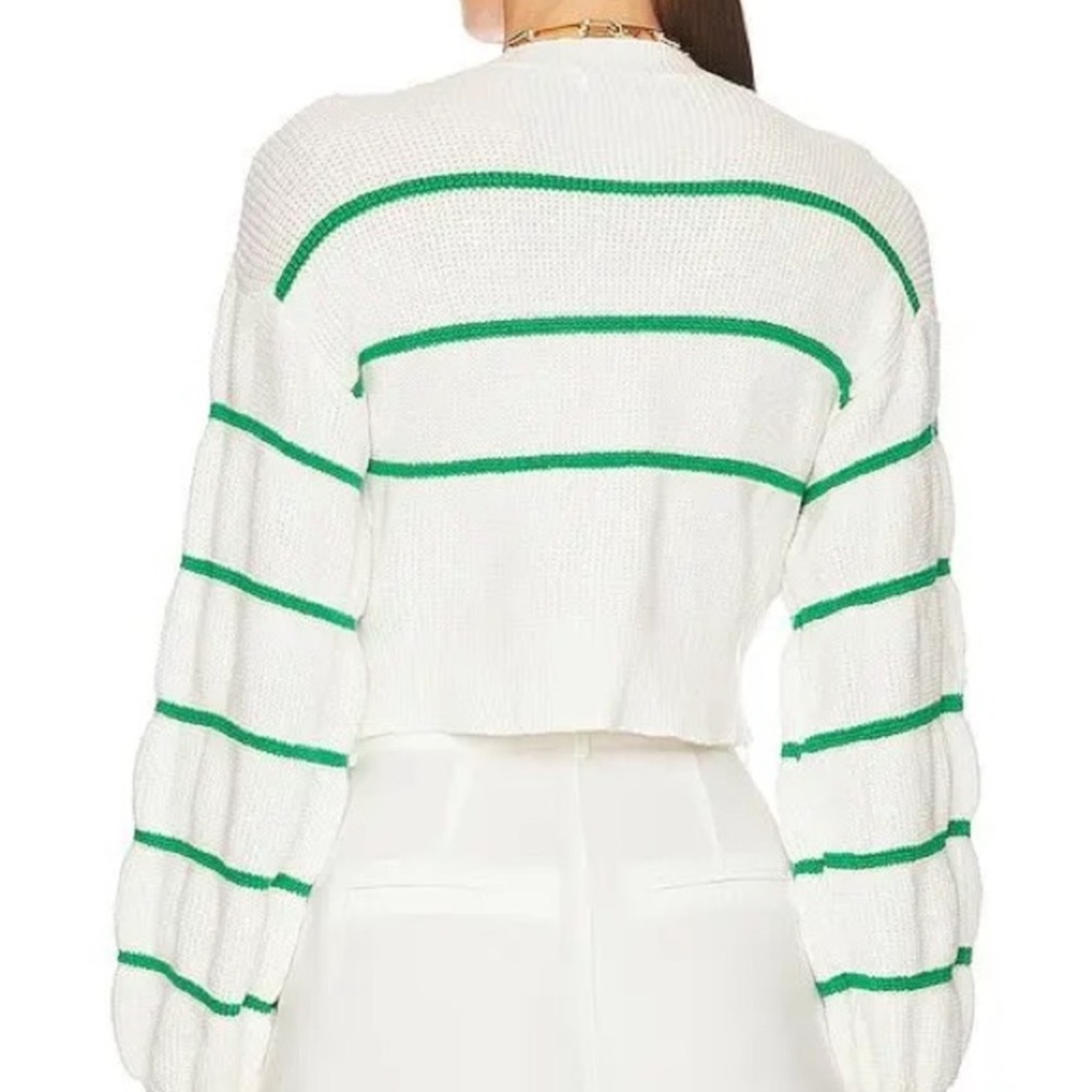 Revolve ALL THE WAYS Sophia Stripe Sweater In White and Green Small